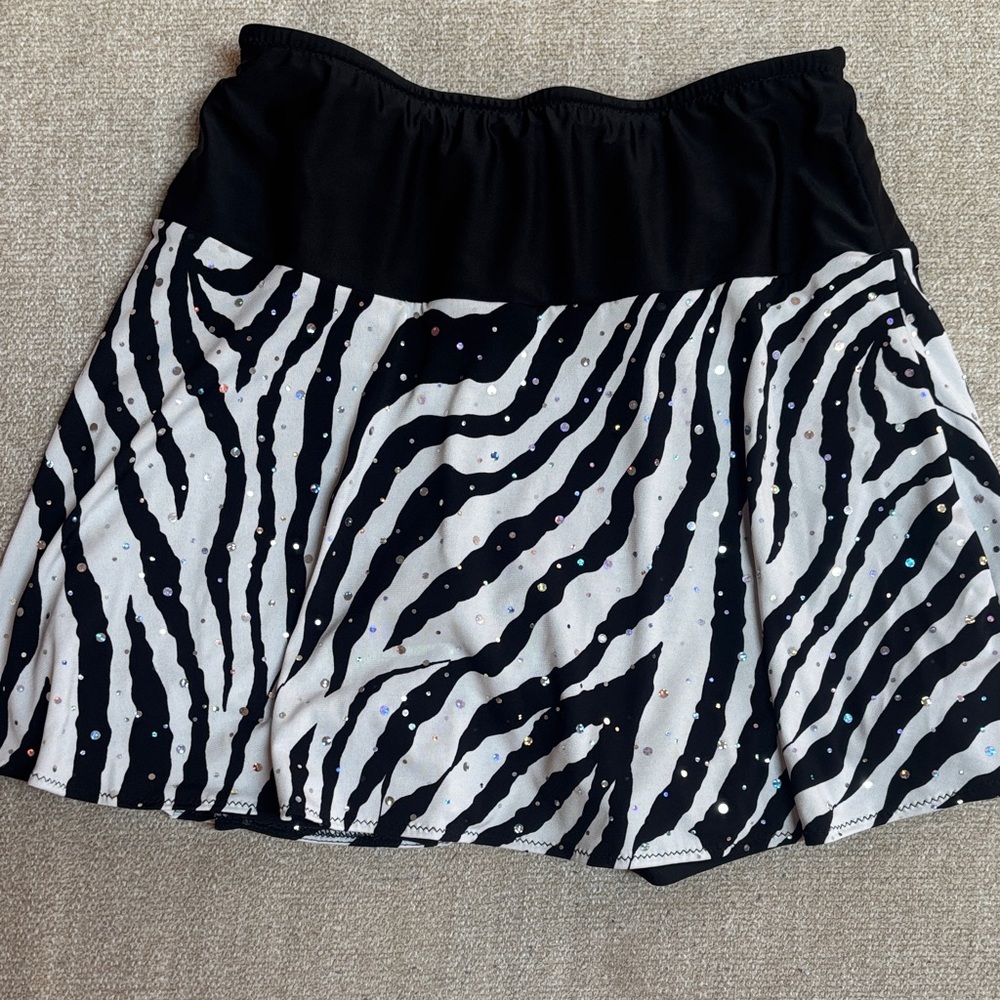 Sparkle Skirt Black & White Zebra Print Skirt with Rhinestones